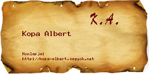 Kopa Albert névjegykártya