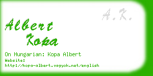 albert kopa business card